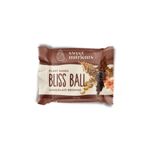 Chocolate brownie gluten free bliss balls by Sweet Nutrients
